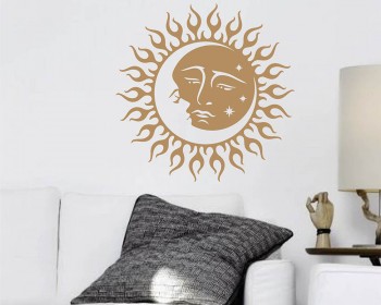Sun And Moon Vinyl Wall Decal Gold Crescent Moon Wall Decals - Boho Bohemian Bedroom Dorm Decor